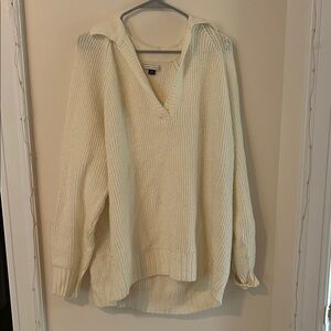 American Eagle Outfitters Cream V-Neck Sweater